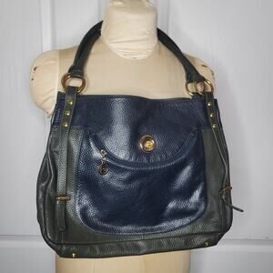Paco Rabanne purse handbag two tone blue green Shoulder Bag leather NICE vintage